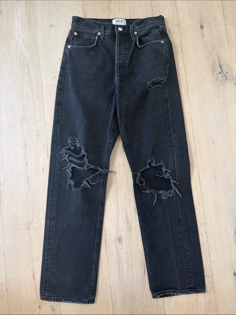 Agolde 90’s Distressed Black Jeans Size 25